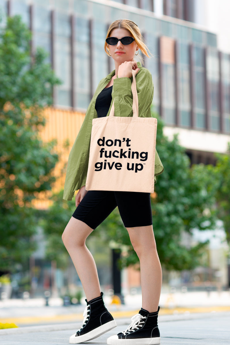Don't fucking give up Noisy Dolly Canvas Tote Bag