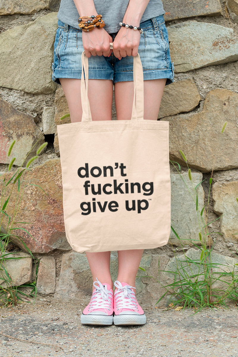 Don't fucking give up Noisy Dolly Canvas Tote Bag